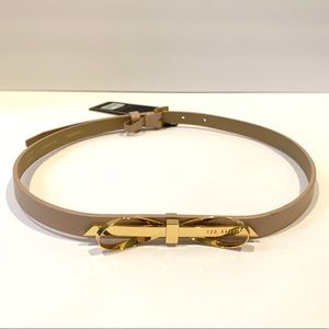 NEW Ted Baker Bow Leather Belt Taupe Size 0/1